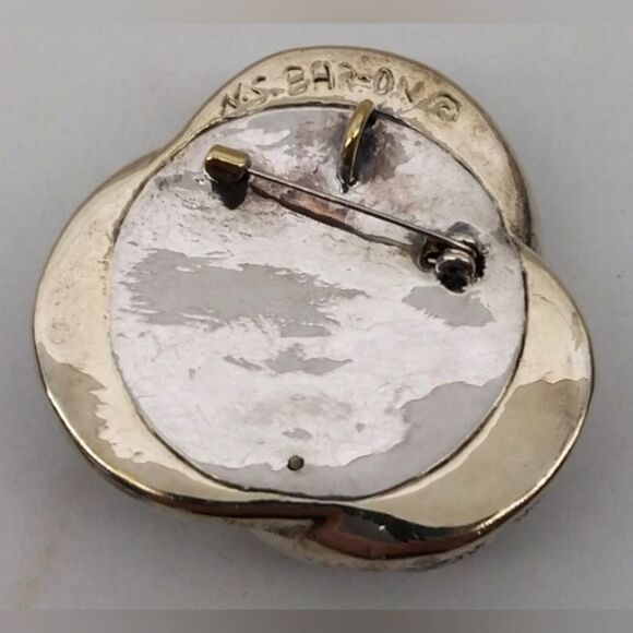 N.S Bar-On Brooch Pendant Gold Tone Silver Vintage Jewelry - Picture 10 of 16